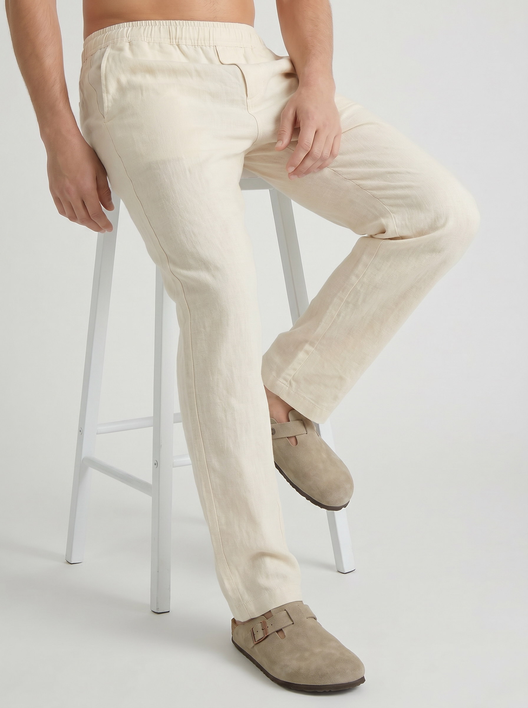 Matte Beige Lynen Pants
