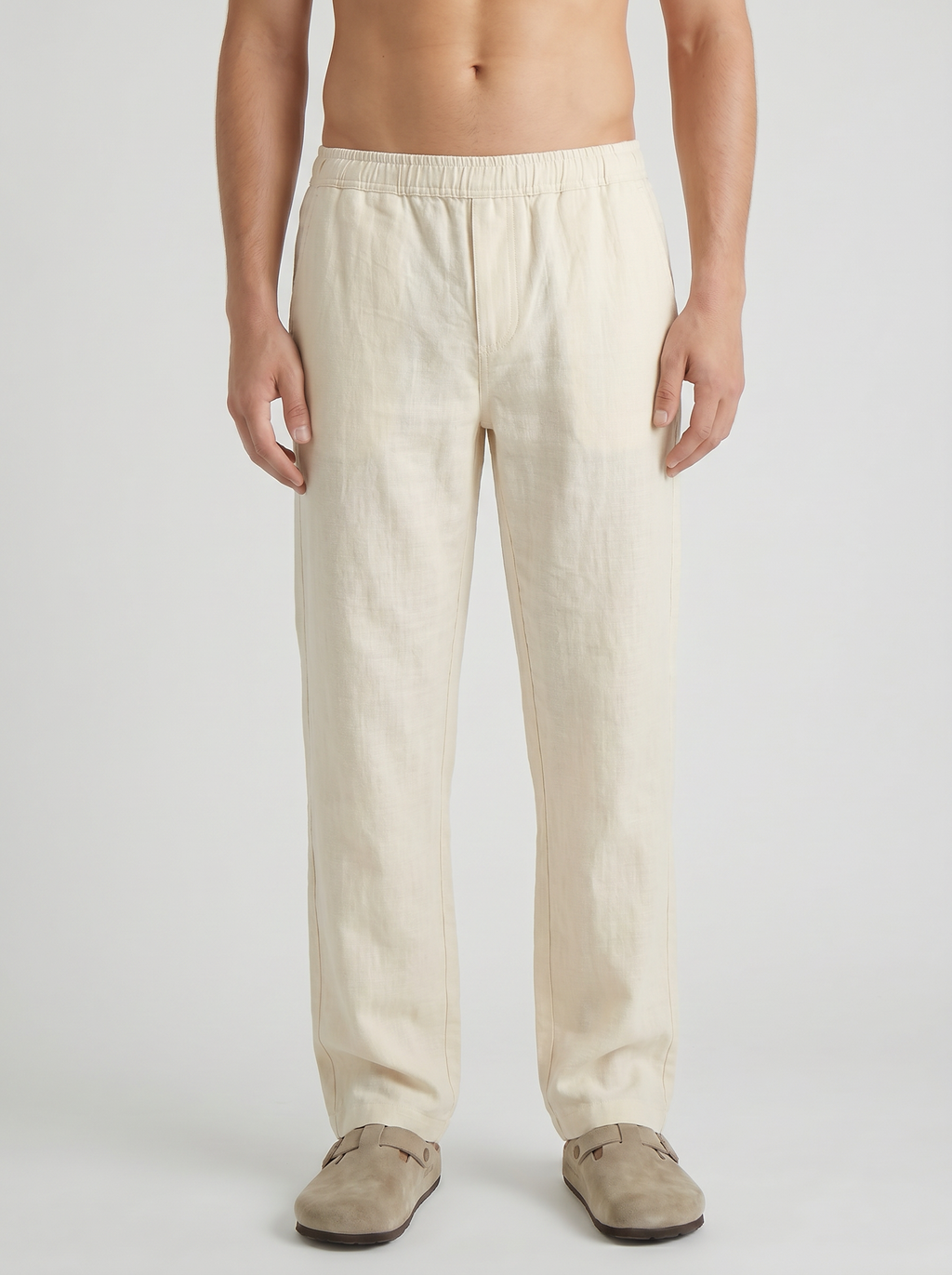 Matte Beige Lynen Pants
