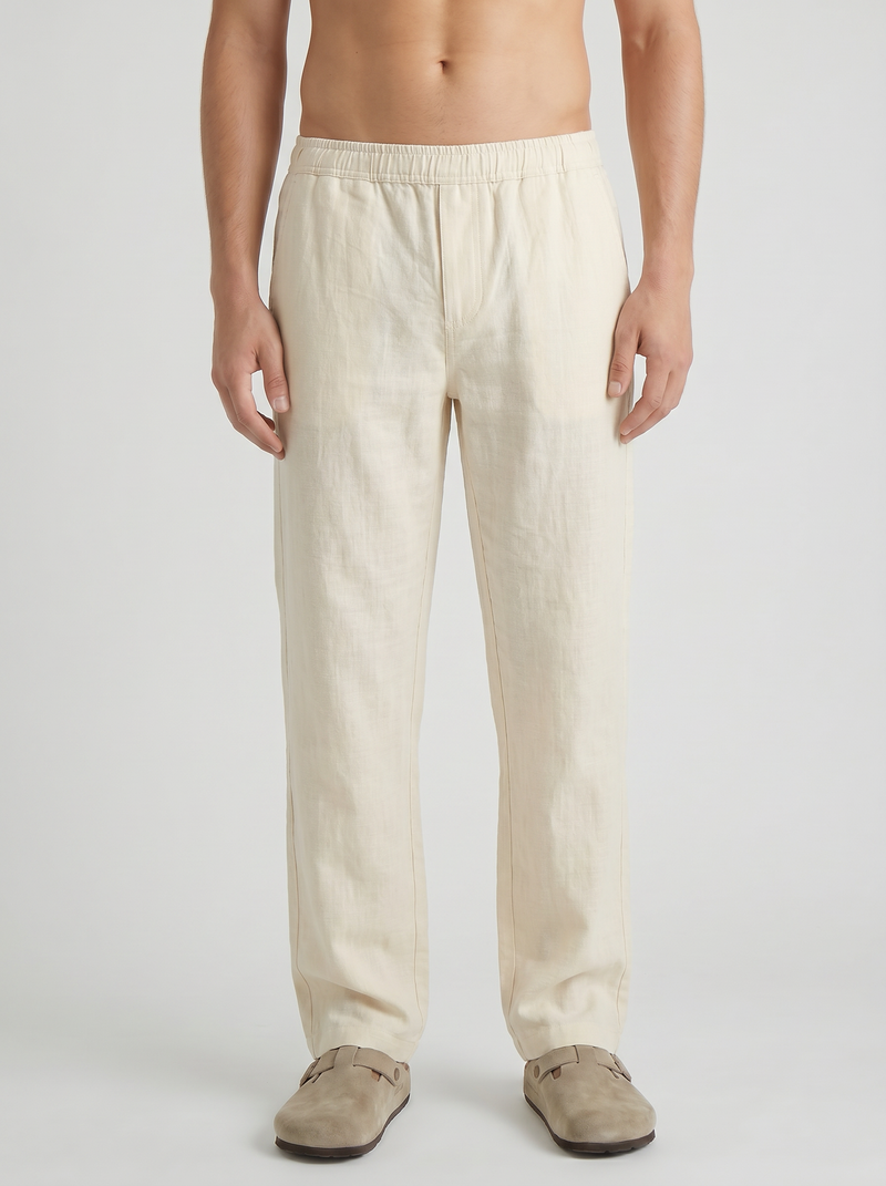 Matte Beige Lynen Pants